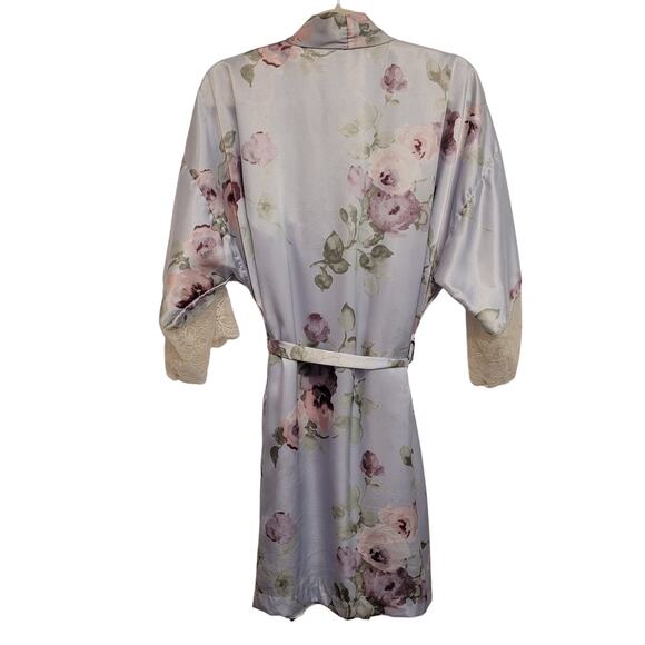 California Dynasty Vintage Floral Robe & Slip Set Large Lace Trim 2-Piece - Picture 2 of 13